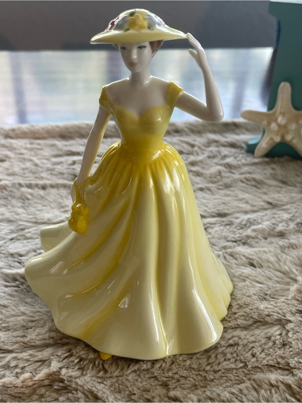 “Springtime” Yellow Porcelain Lady Figurine Home Accent - Model Number HN 4586